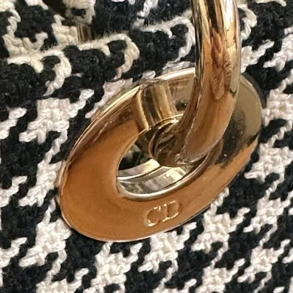 DIOR Medium Lady D-Lite Bag  Black and White Houndstooth Embroidery - Picture 3 of 11